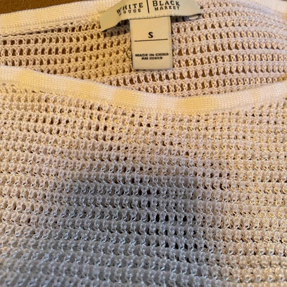 White House Black Market Women’s Cream color mesh Tunic w/mini scoop neck size S - Picture 6 of 16
